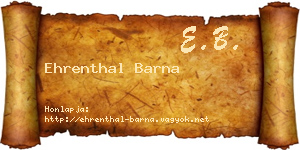 Ehrenthal Barna névjegykártya
